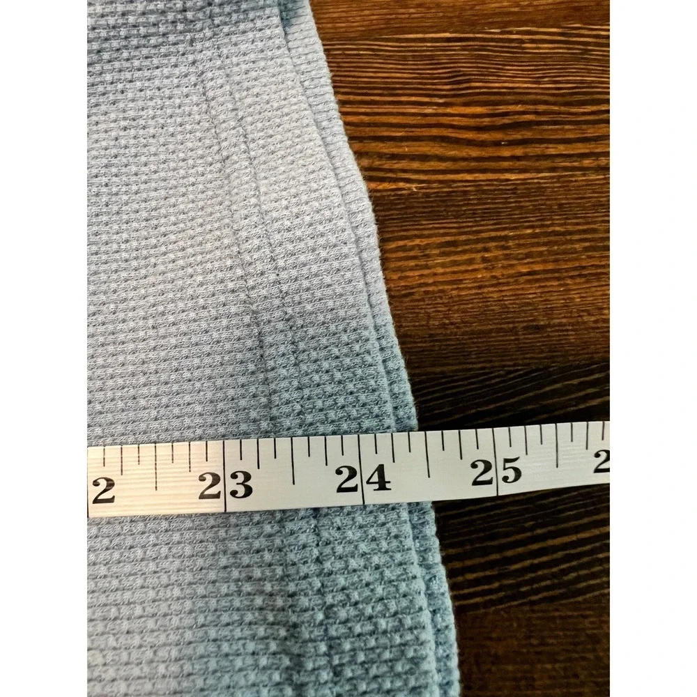 Free People Light Blue V-Neck Thermal Waffle Knit Top Zipper Cuffs‎ Womens XS